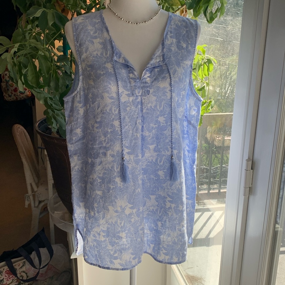 Ellen Tracy Linen Sleeveless Top Sz L - Picture 2 of 12